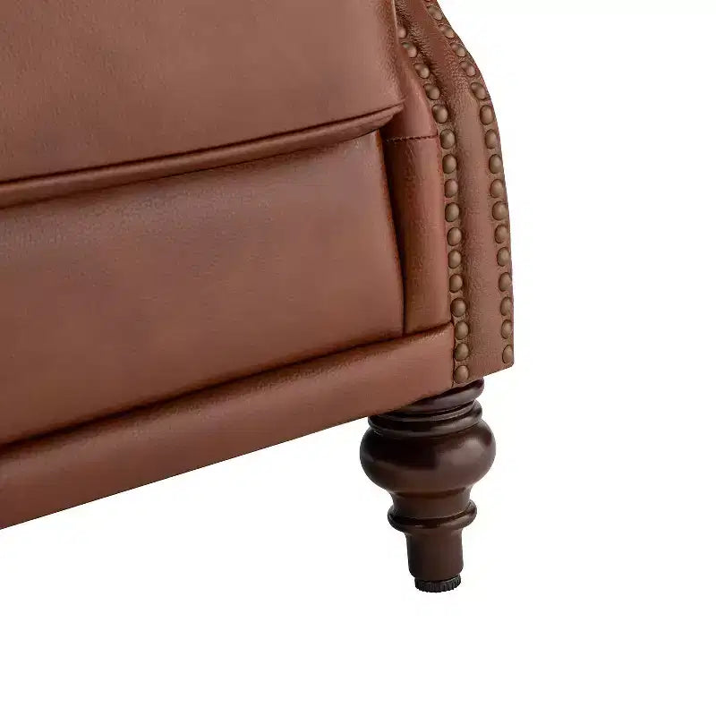 Poltrona in vera pelle con schienale alto (wingback), set da 2, nera/marrone/bordeaux/cammello/blu scuro