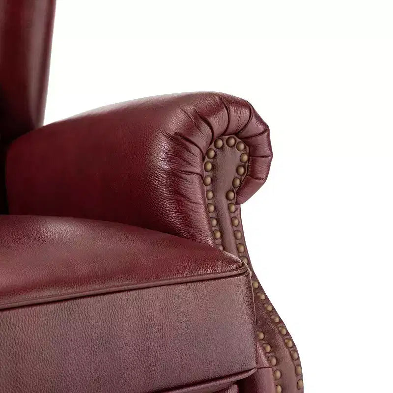 Poltrona in vera pelle con schienale alto (wingback), set da 2, nera/marrone/bordeaux/cammello/blu scuro