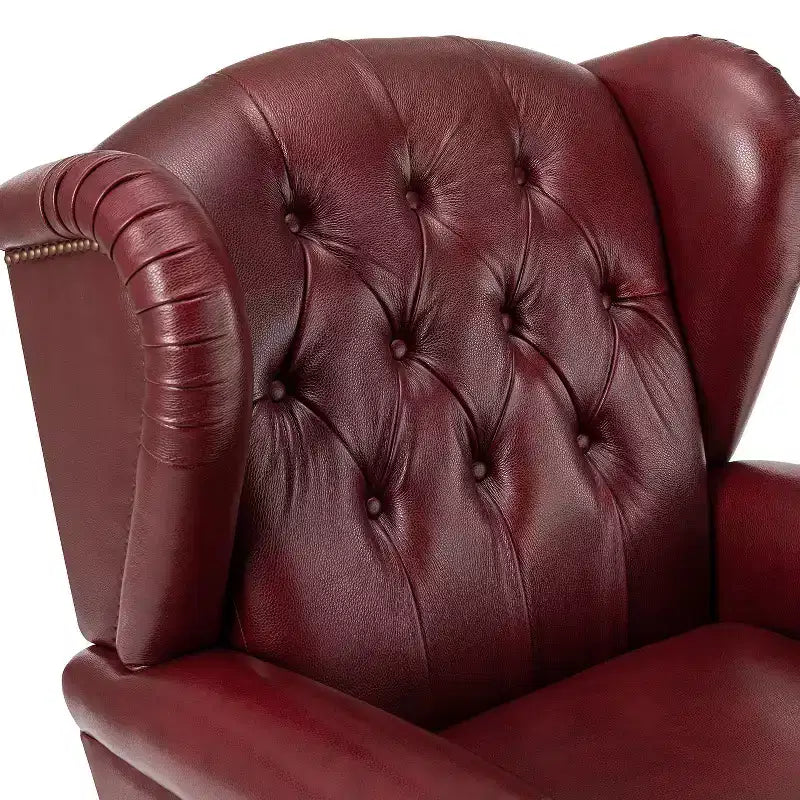 Poltrona in vera pelle con schienale alto (wingback), set da 2, nera/marrone/bordeaux/cammello/blu scuro