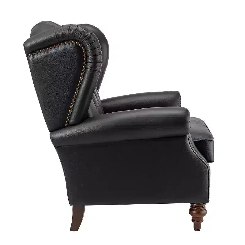 Poltrona in vera pelle con schienale alto (wingback), set da 2, nera/marrone/bordeaux/cammello/blu scuro