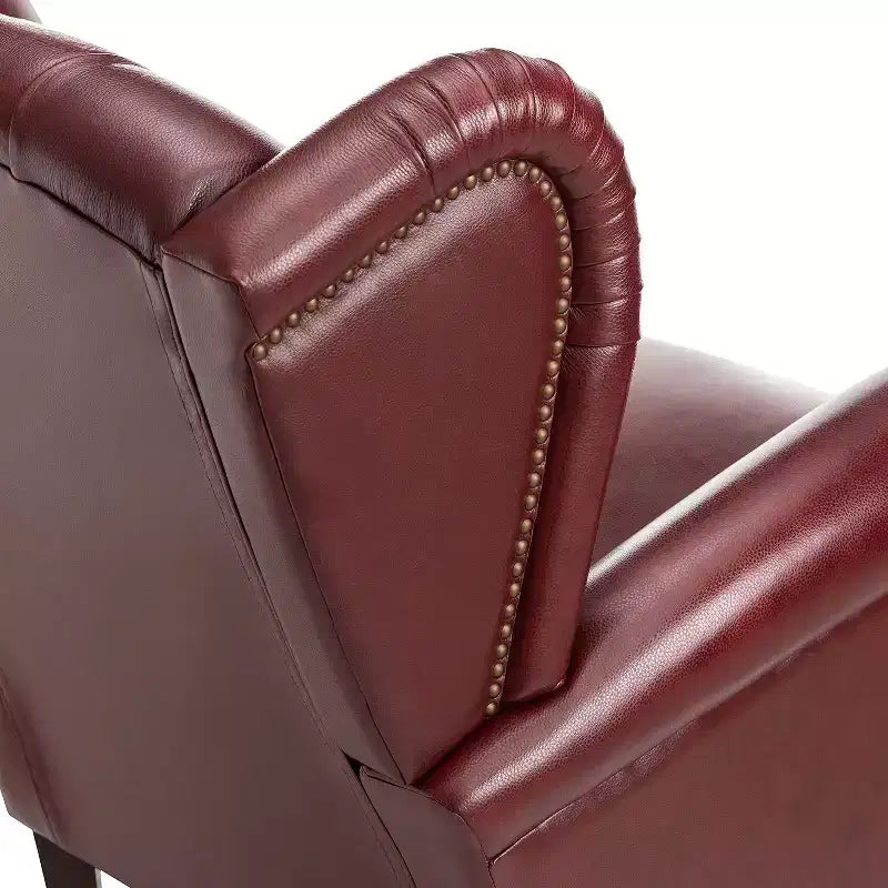 Poltrona in vera pelle con schienale alto (wingback), set da 2, nera/marrone/bordeaux/cammello/blu scuro