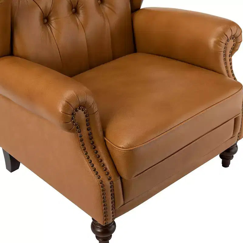 Poltrona in vera pelle con schienale alto (wingback), set da 2, nera/marrone/bordeaux/cammello/blu scuro