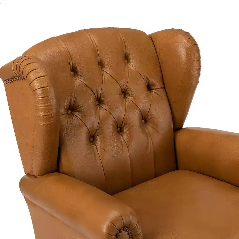 Poltrona in vera pelle con schienale alto (wingback), set da 2, nera/marrone/bordeaux/cammello/blu scuro