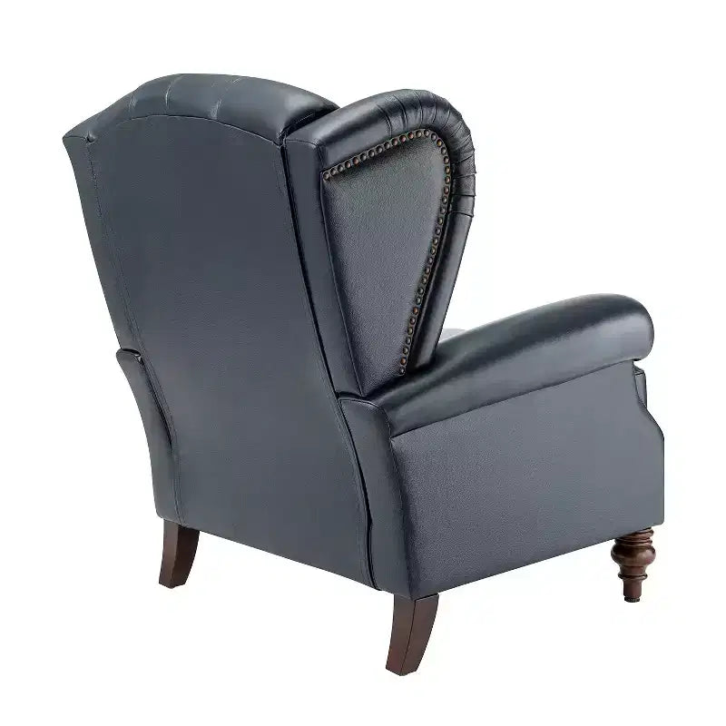 Poltrona in vera pelle con schienale alto (wingback), set da 2, nera/marrone/bordeaux/cammello/blu scuro
