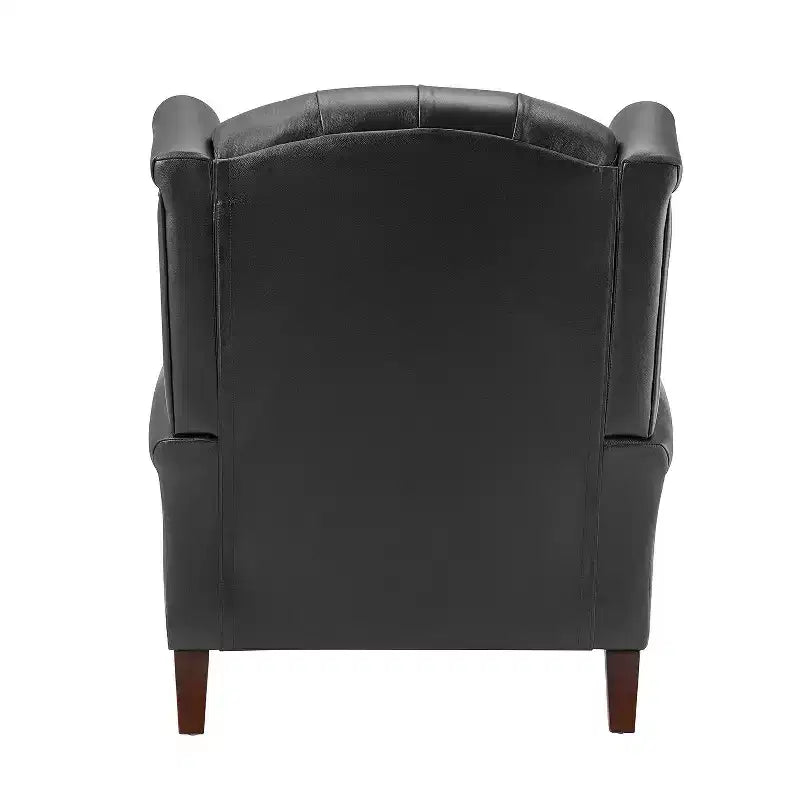 Poltrona in vera pelle con schienale alto (wingback), set da 2, nera/marrone/bordeaux/cammello/blu scuro