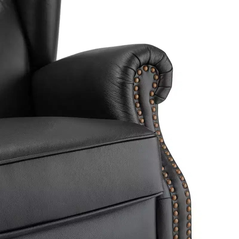 Poltrona in vera pelle con schienale alto (wingback), set da 2, nera/marrone/bordeaux/cammello/blu scuro