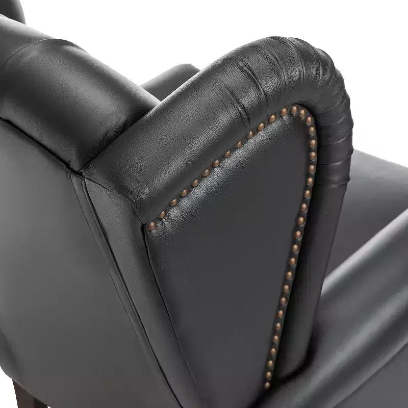 Poltrona in vera pelle con schienale alto (wingback), set da 2, nera/marrone/bordeaux/cammello/blu scuro