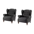 Poltrona in vera pelle con schienale alto (wingback), set da 2, nera/marrone/bordeaux/cammello/blu scuro