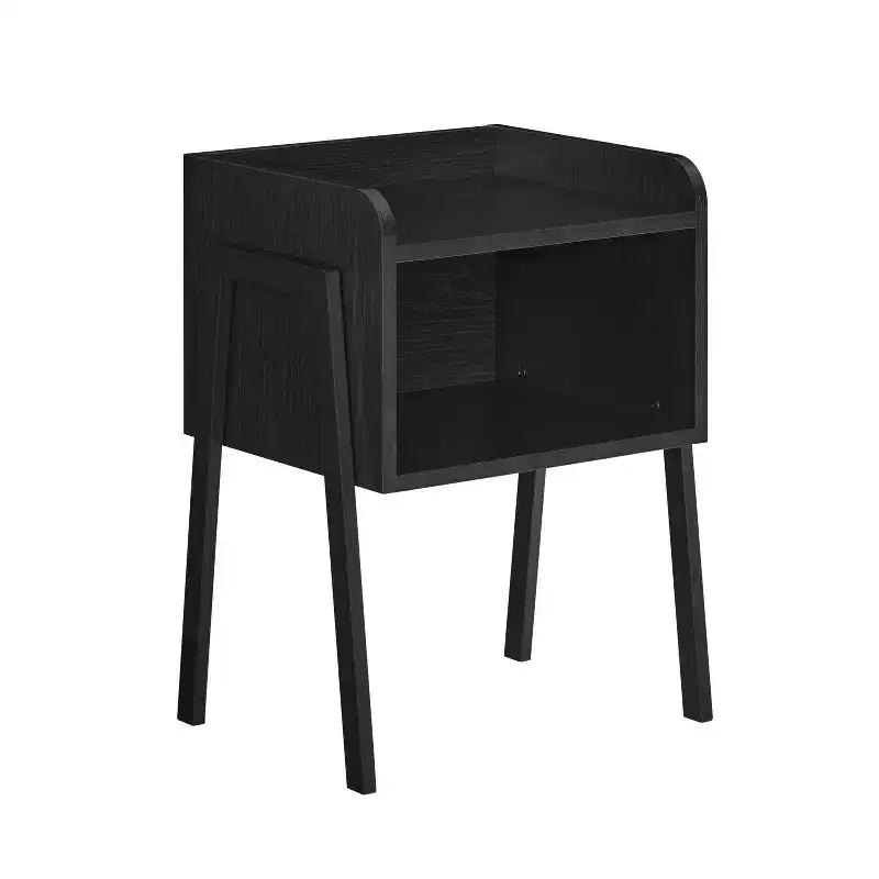 Tavolino nero/noce stile Mid-Century con scomparto aperto, 1 pezzo