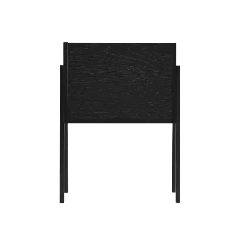 Tavolino nero/noce stile Mid-Century con scomparto aperto, 1 pezzo