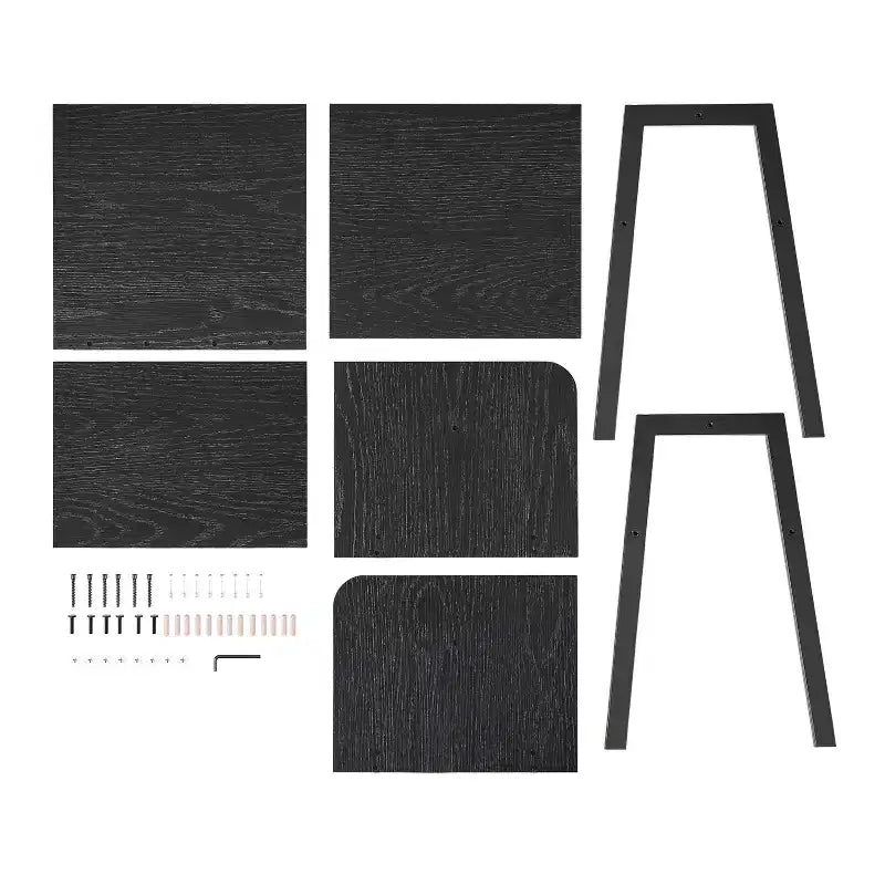 Tavolino nero/noce stile Mid-Century con scomparto aperto, 1 pezzo