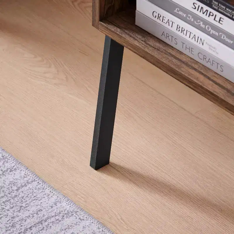 Tavolino nero/noce stile Mid-Century con scomparto aperto, 1 pezzo