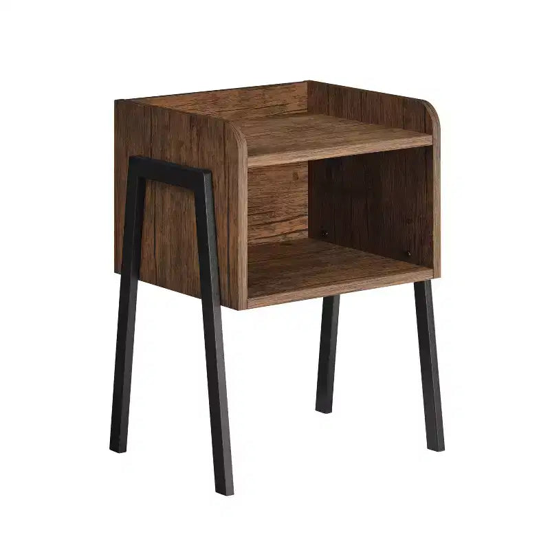 Tavolino nero/noce stile Mid-Century con scomparto aperto, 1 pezzo