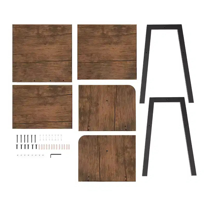 Tavolino nero/noce stile Mid-Century con scomparto aperto, 1 pezzo