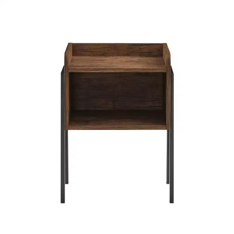 Tavolino nero/noce stile Mid-Century con scomparto aperto, 1 pezzo