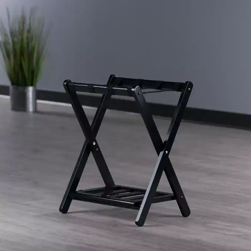 Portapacchi in legno nero/bianco con ripiano, singolo