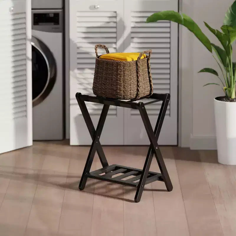 Portapacchi in legno nero/bianco con ripiano, singolo