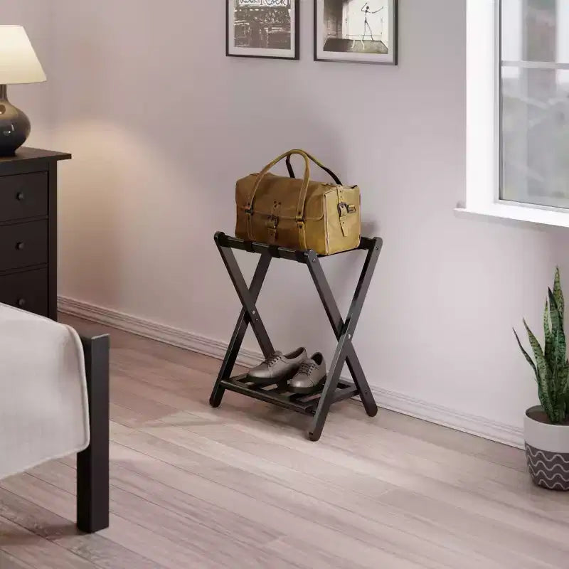 Portapacchi in legno nero/bianco con ripiano, singolo