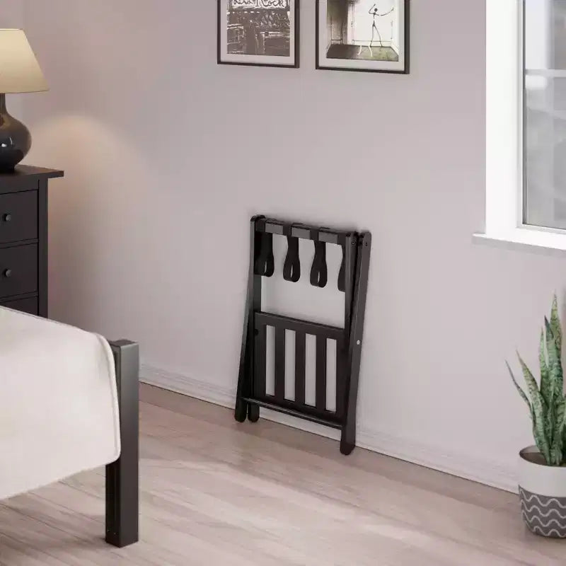 Portapacchi in legno nero/bianco con ripiano, singolo