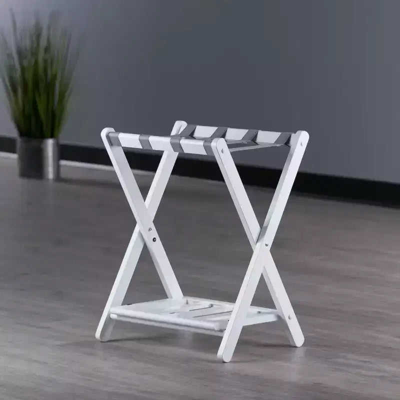 Portapacchi in legno nero/bianco con ripiano, singolo