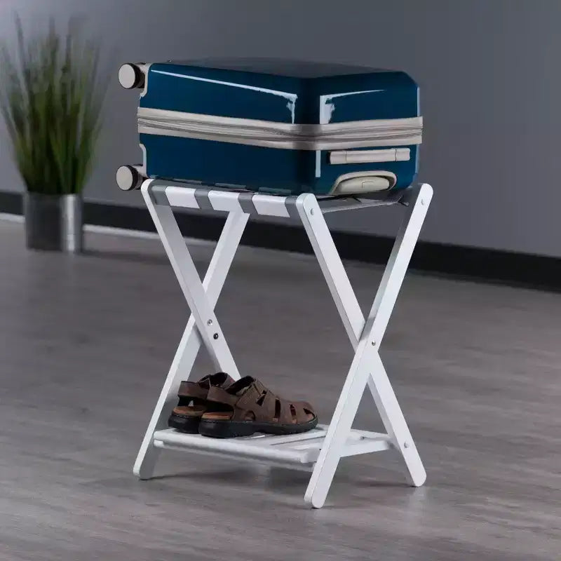 Portapacchi in legno nero/bianco con ripiano, singolo