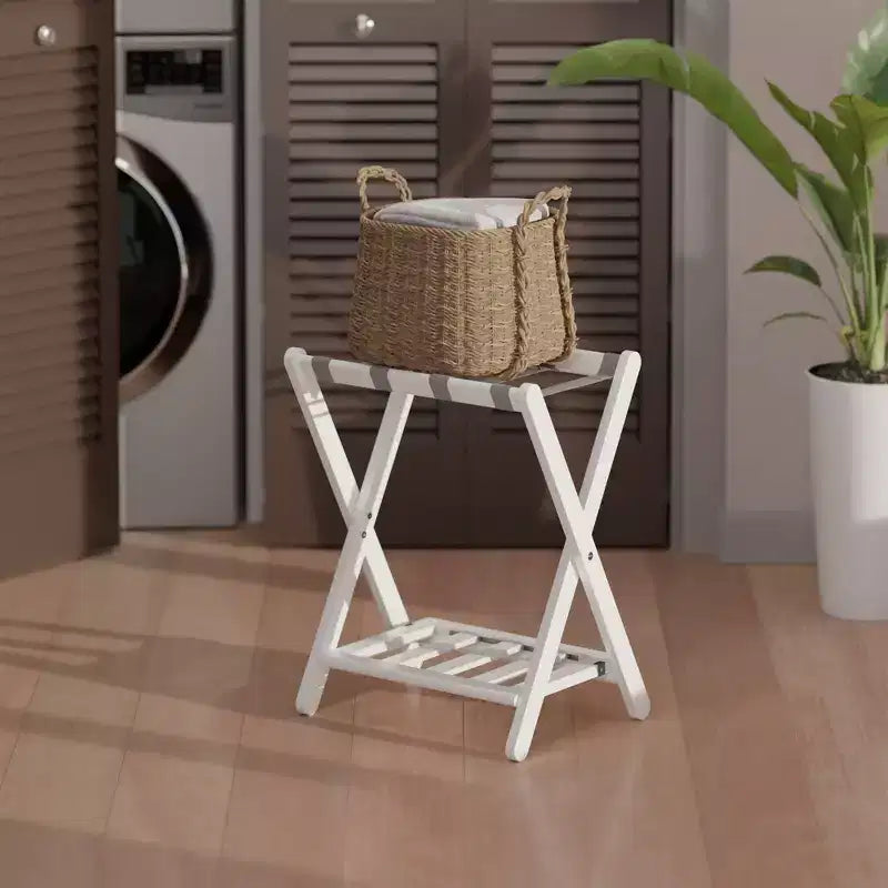 Portapacchi in legno nero/bianco con ripiano, singolo