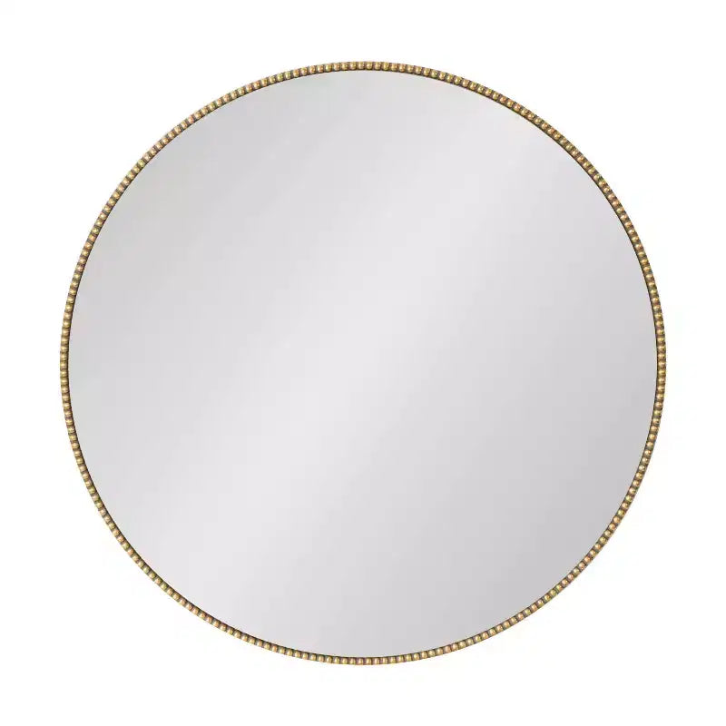 Specchio da parete rotondo con perline dorate, singolo