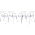 LeisureMod Milan Modern Acrylic Dining Chair Set Of 4  Stylish Wire Design with Metal Legs, Durable Stackable Lightweight Chair for Dining Room