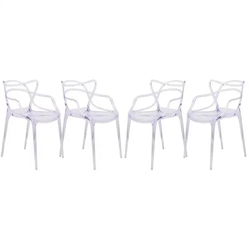 LeisureMod Milan Modern Acrylic Dining Chair Set Of 4  Stylish Wire Design with Metal Legs, Durable Stackable Lightweight Chair for Dining Room